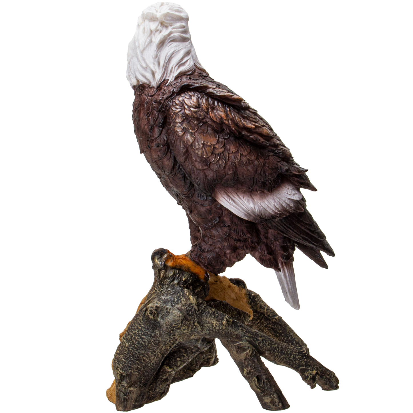 American Eald Eagle Perching on Tree Branch Resin Figurine Statue
