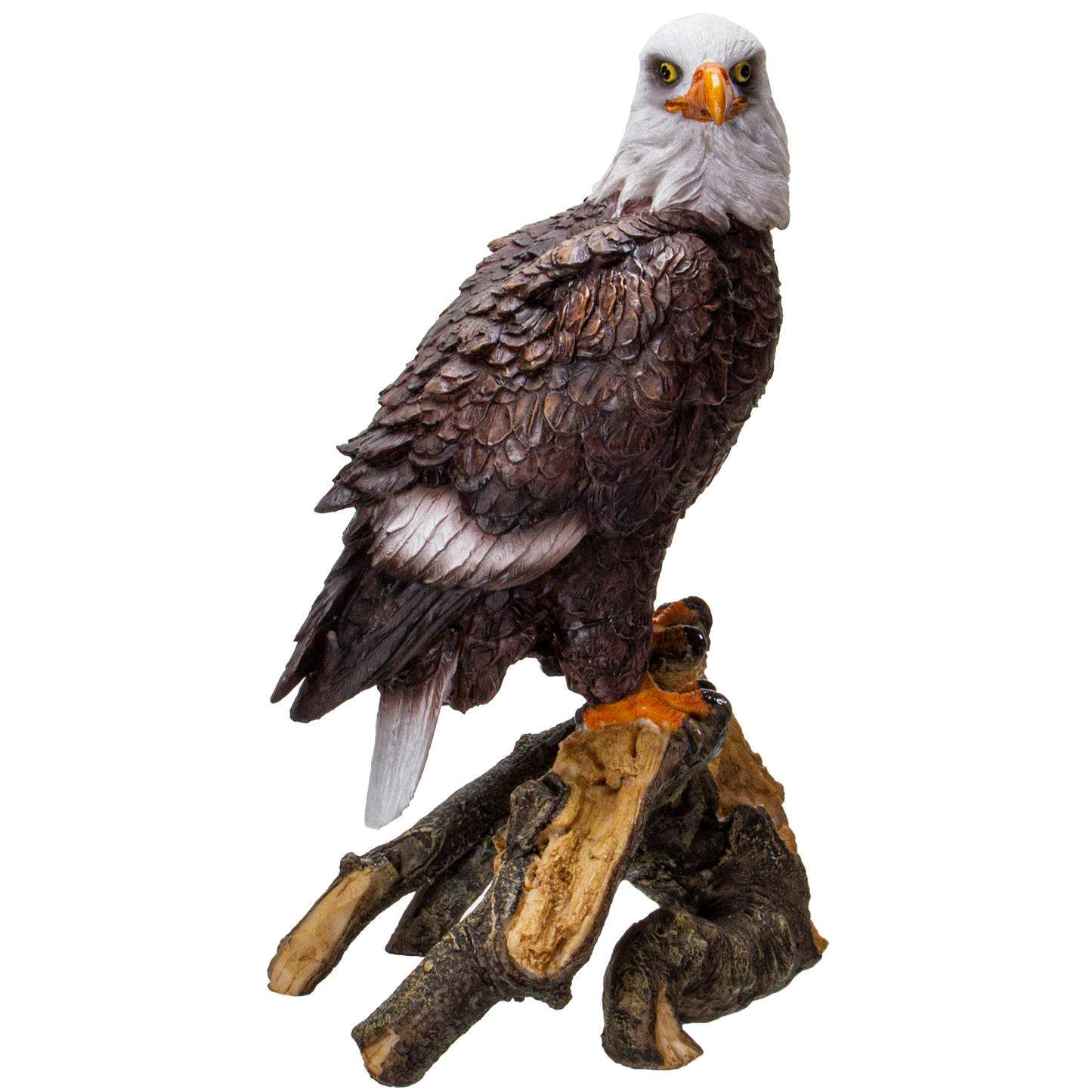 American Eald Eagle Perching on Tree Branch Resin Figurine Statue