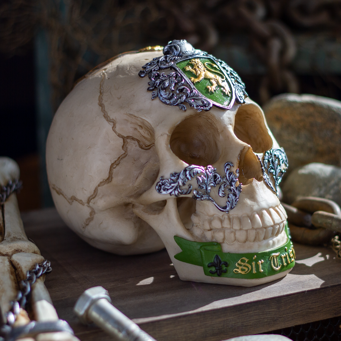 The Knights of The Round Table King Arthur's Knight Skulls Sir Tristan Resin Skull Figurine