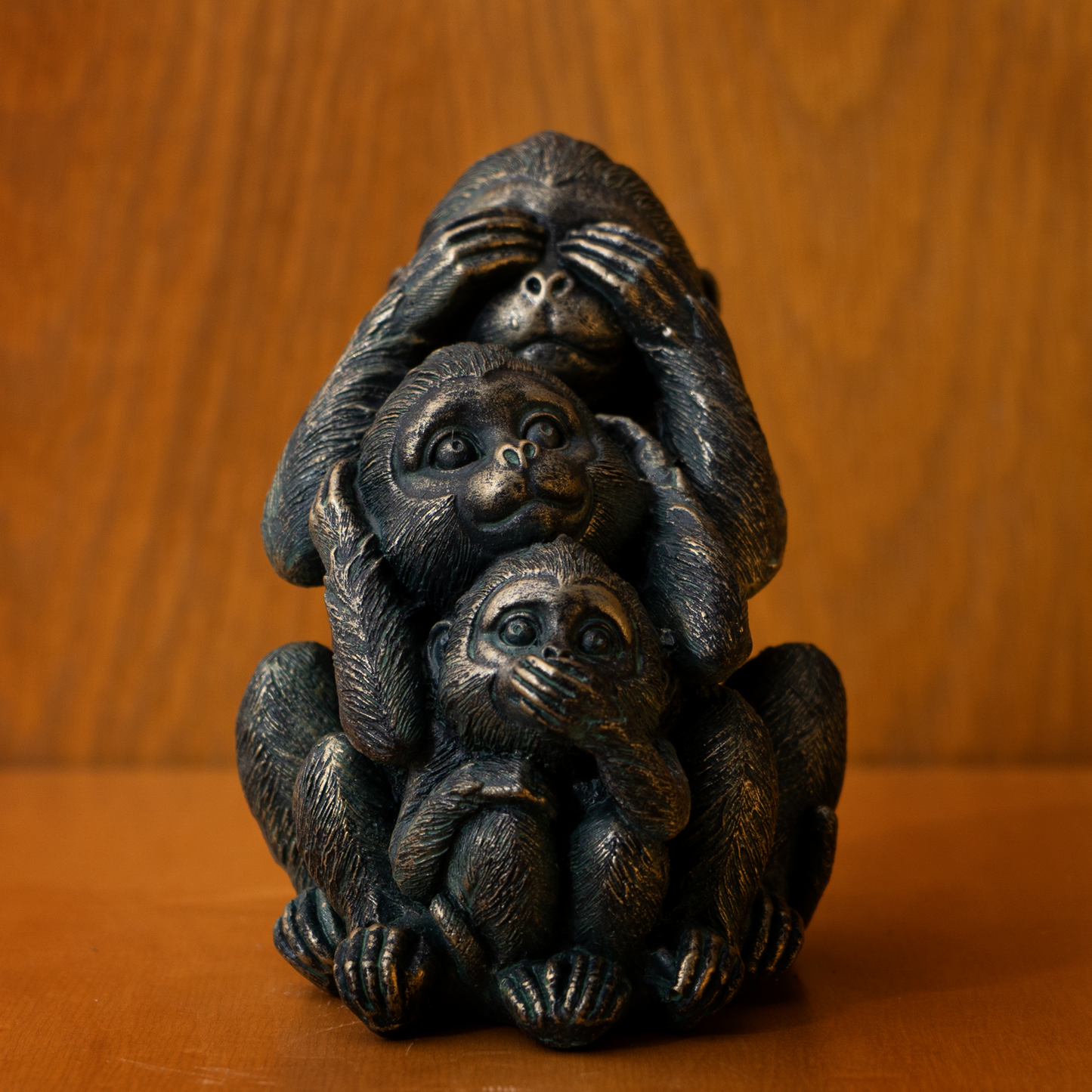 Stacked See No Evil Hear No Evil Speak No Evil Monkeys Totem Pole Figurine Home and Garden Decoration