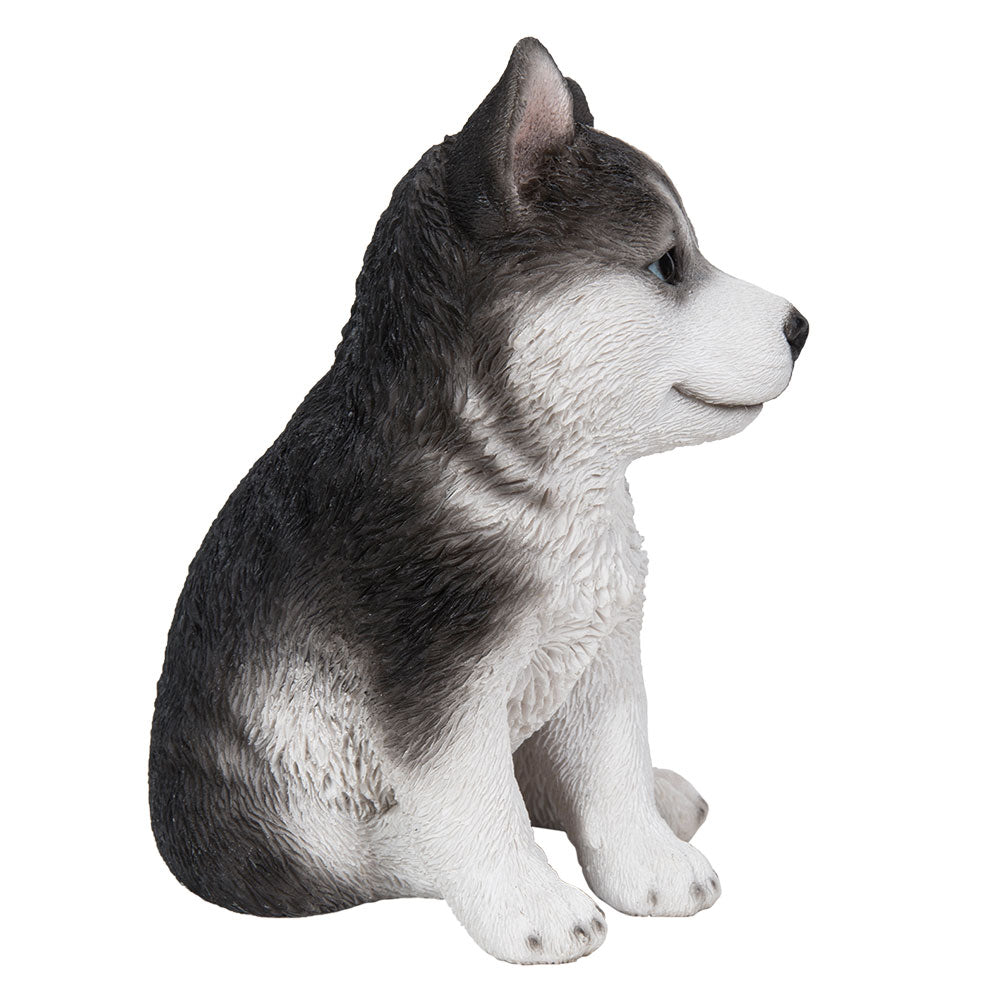 Realistic Animal Sitting Husky Puppy Collectible Home Decor Figurine