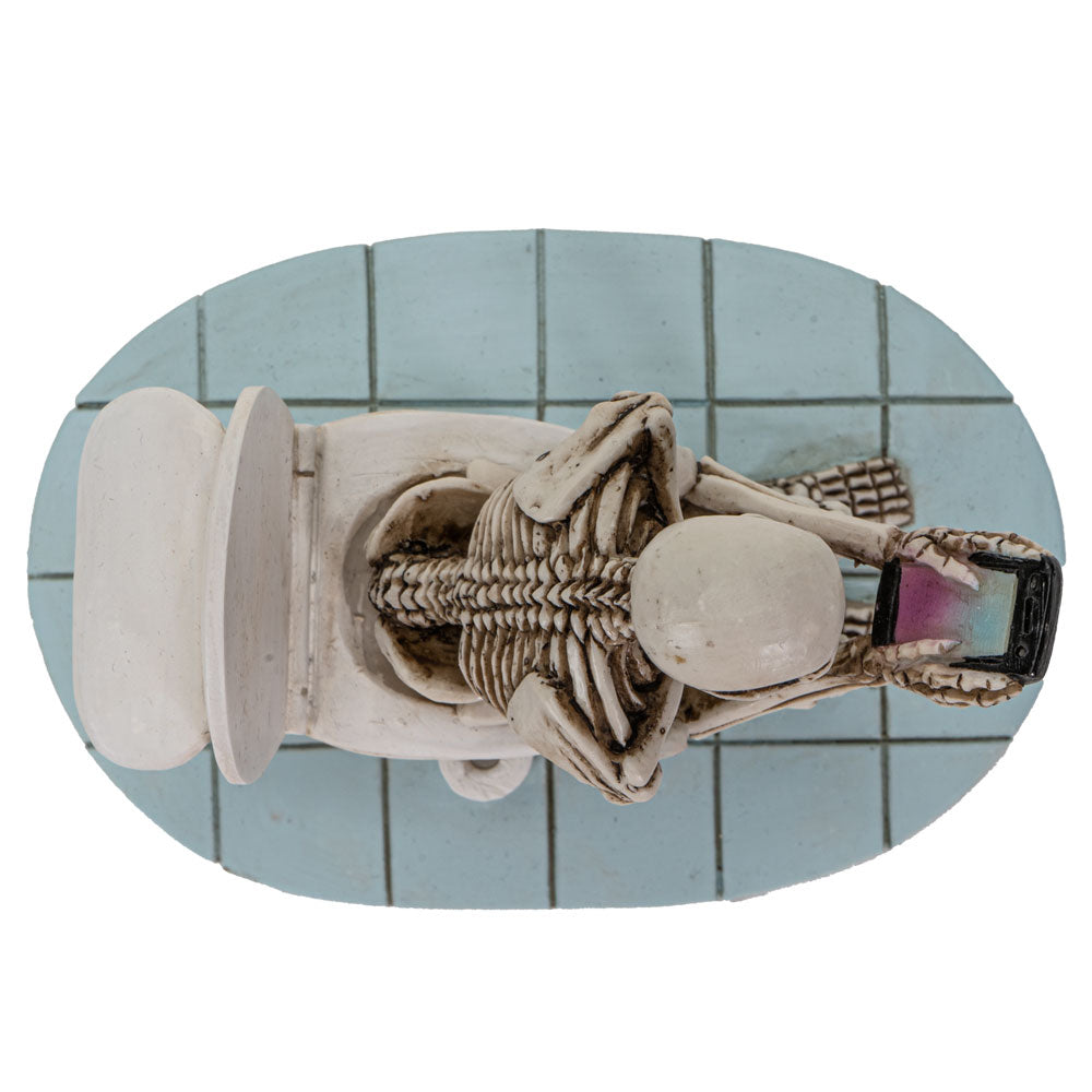 Life after death Phone Never Stop Skeleton seated on toilet bowl After Life Collection Home Decor Resin Figurine