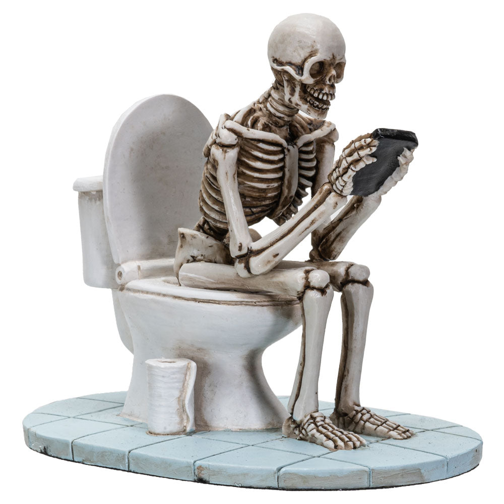 Life after death Phone Never Stop Skeleton seated on toilet bowl After Life Collection Home Decor Resin Figurine