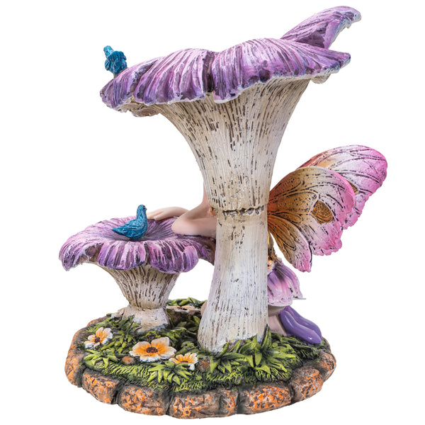 Fairyland Butterfly Fairy resting under Flower mushroom Collectible Home Decor Figurine