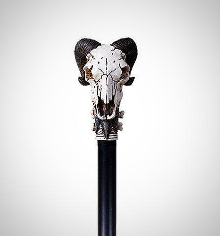 Ram Horn Skull Baphomet Goat Head Swaggering Cane Decorative Walking Cane 36"