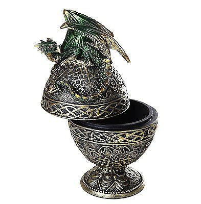 Dragon Protector of the Golden Celtic Egg Orb Sculptural Box Collectible 6.5H