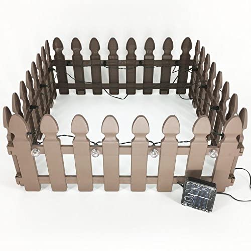 Pacific Giftware Solar Powered Rechargeable Plastic Garden Border Fence Panel Set of 4
