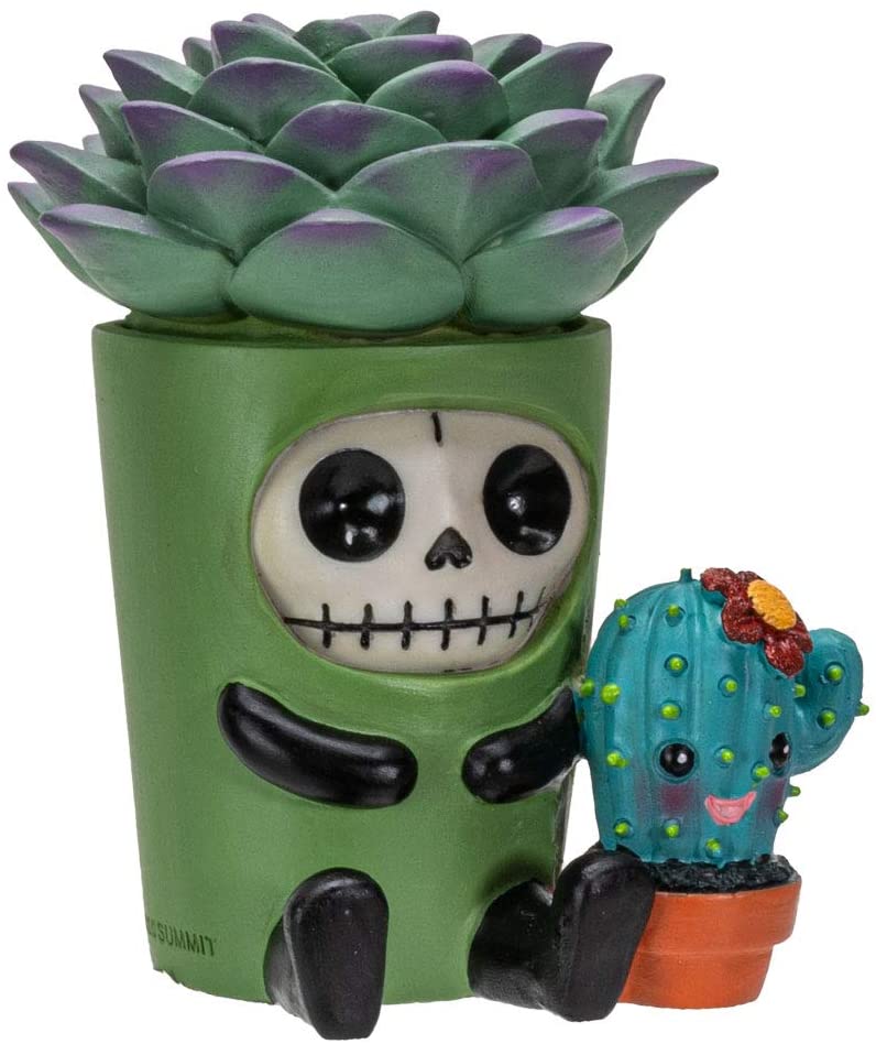 Furrybones Summit Collection Echy Figurine Decorative Signature Skeleton in Succulent Cactus Plant Costume 3 Inch Tall Collectible Statue