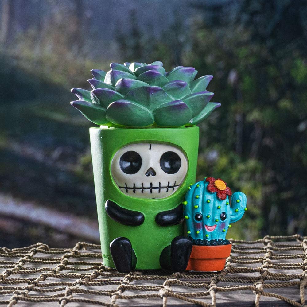 Furrybones Summit Collection Echy Figurine Decorative Signature Skeleton in Succulent Cactus Plant Costume 3 Inch Tall Collectible Statue