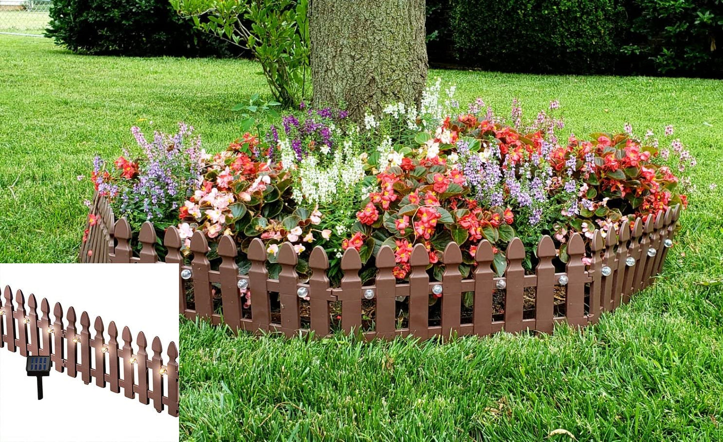 Pacific Giftware Solar Powered Rechargeable Plastic Garden Border Fence Panel Set of 4