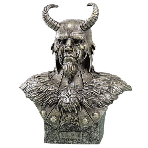 PTC 11 Inch Loki Armored God with Horns Head and Bust Statue Figurine