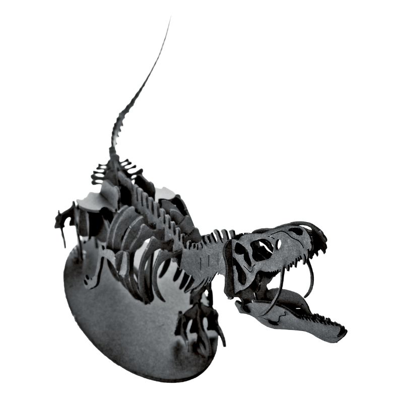 Japanese Art of Paper Craft Dinosaur Tyrannosaur 37 pieces Black Assembled Educational Premium 3D Puzzle Paper Model Kit Challenge Gift Made in Japan