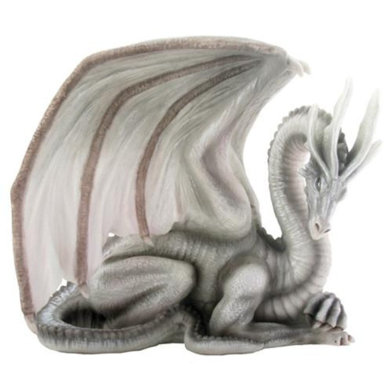 Wise Old White Dragon Collectible Serpent Drake Figurine Statue Model