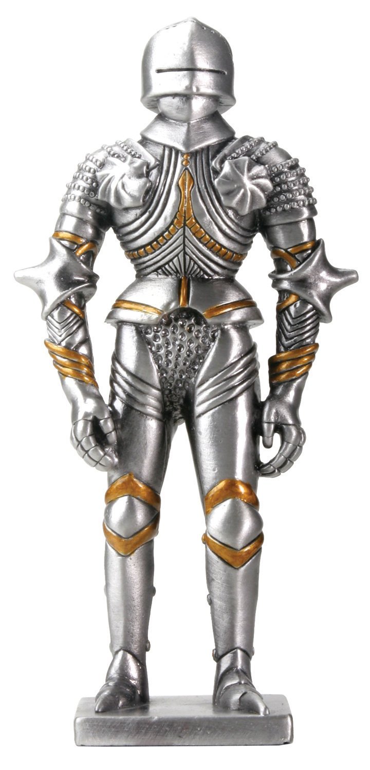 4 Inch Cold Cast Resin Silver Bohemia Knight Armor Figurine