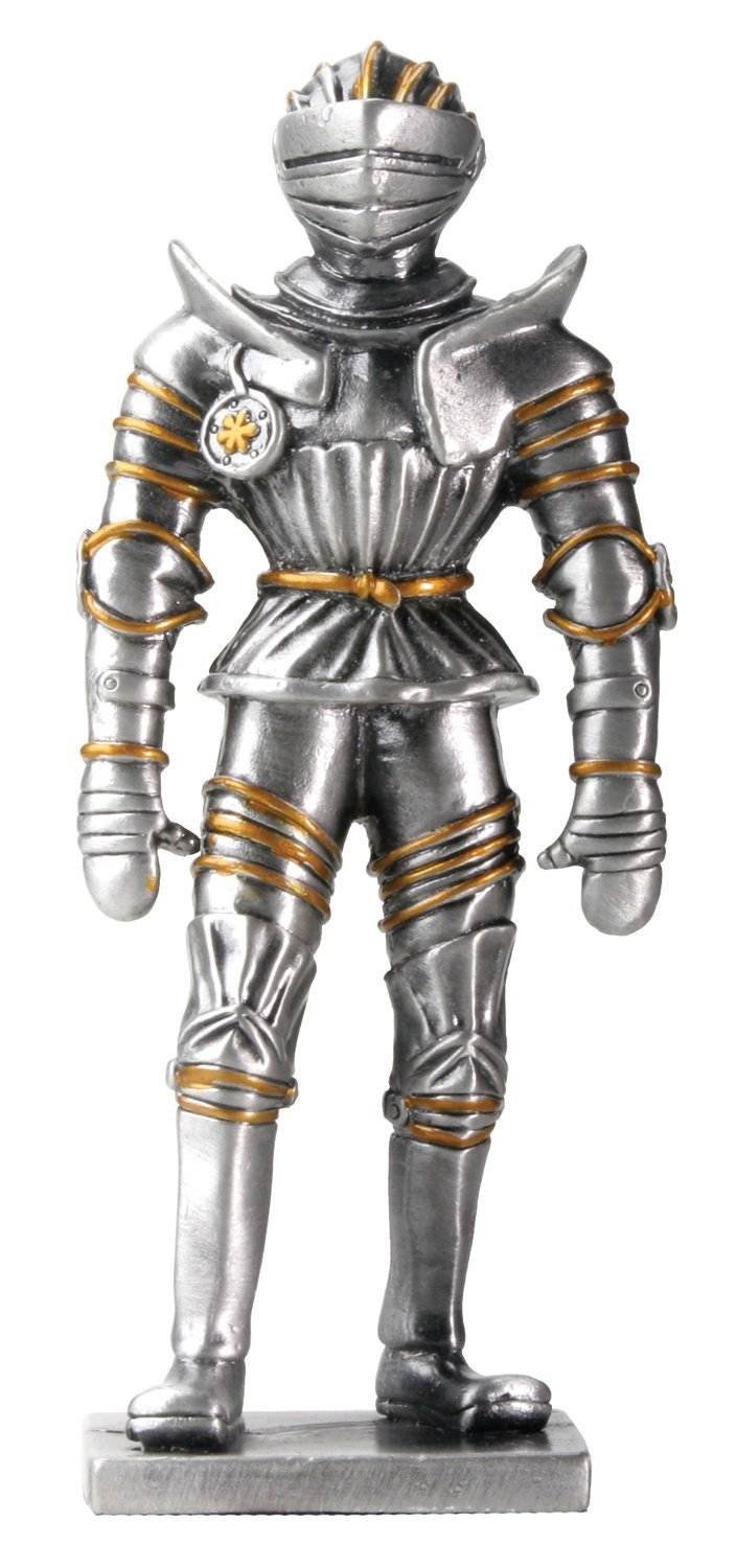 4 Inch Cold Cast Resin Silver German Knight Armor Figurine