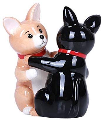 Hugging Chinhuahua Magnetic Ceramic Salt and Pepper Shakers Set