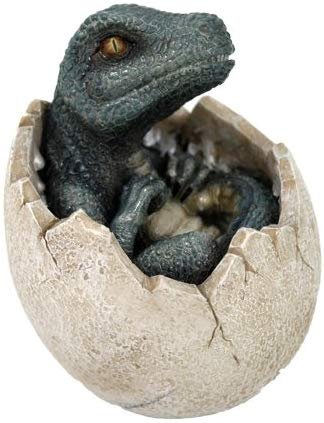 Jurassic Era Predator Green Velociraptor Dinosaur Prehistoric Egg Hatchling Collectible Figurine Statue