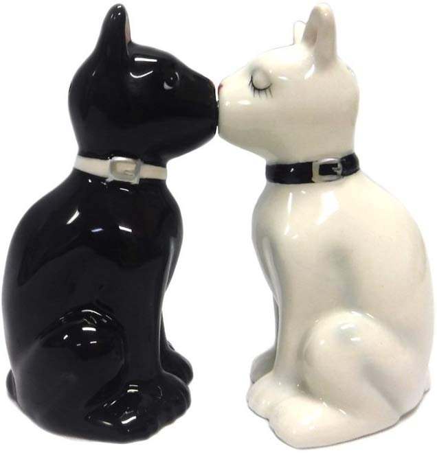 Feline Spicey Black & White Cats Salt & Pepper Shaker Set S/P by Pacific Trading