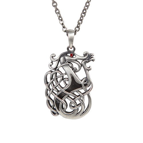 CELTIC FEROCIOUS DRAGON NECKLACE PENDANT PEWTER ALLOY