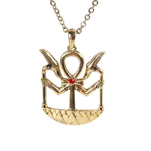 EGYPTIAN ANKH GOLDEN NECKLACE PENDANT PEWTER ALLOY