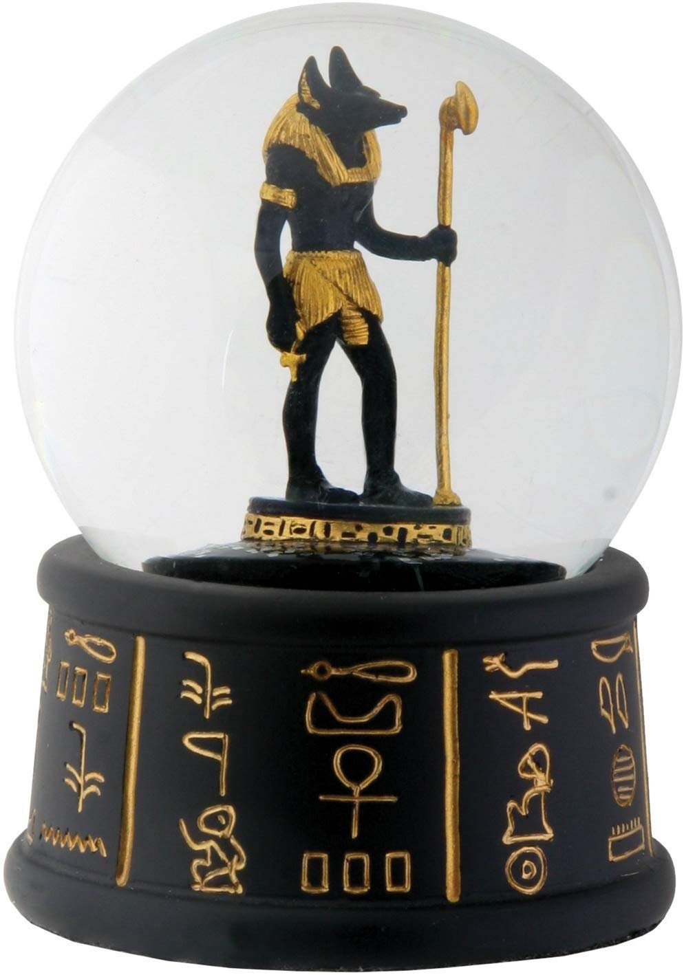 YTC 3.5 Inch Cold Cast Resin Egyptian Anubis Water Snow Globe Figurine