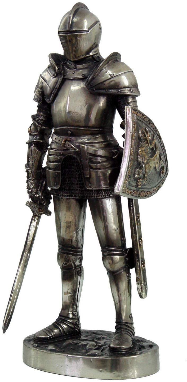 7 Inch Armored Medieval Knight with Shield and Sword Statue Figurine