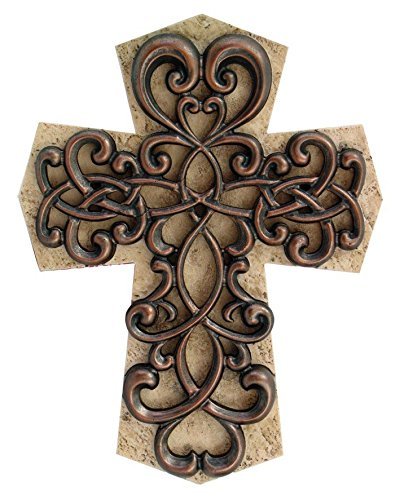 PTC 12.25 Inch Multi Layered Swirl Metal Cross Wall Statue Figurine