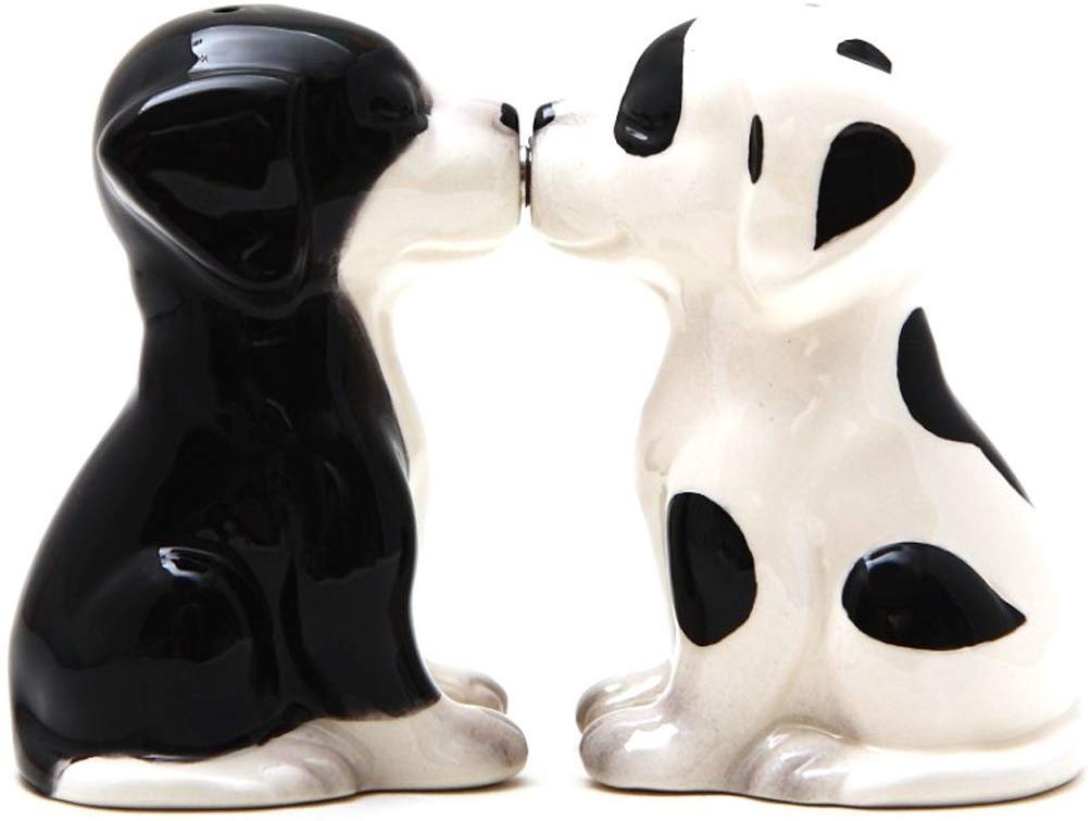 Pacific Trading Salt & Pepper Shakers Set - Black White PUPS New Ceramic Kitchen 8771