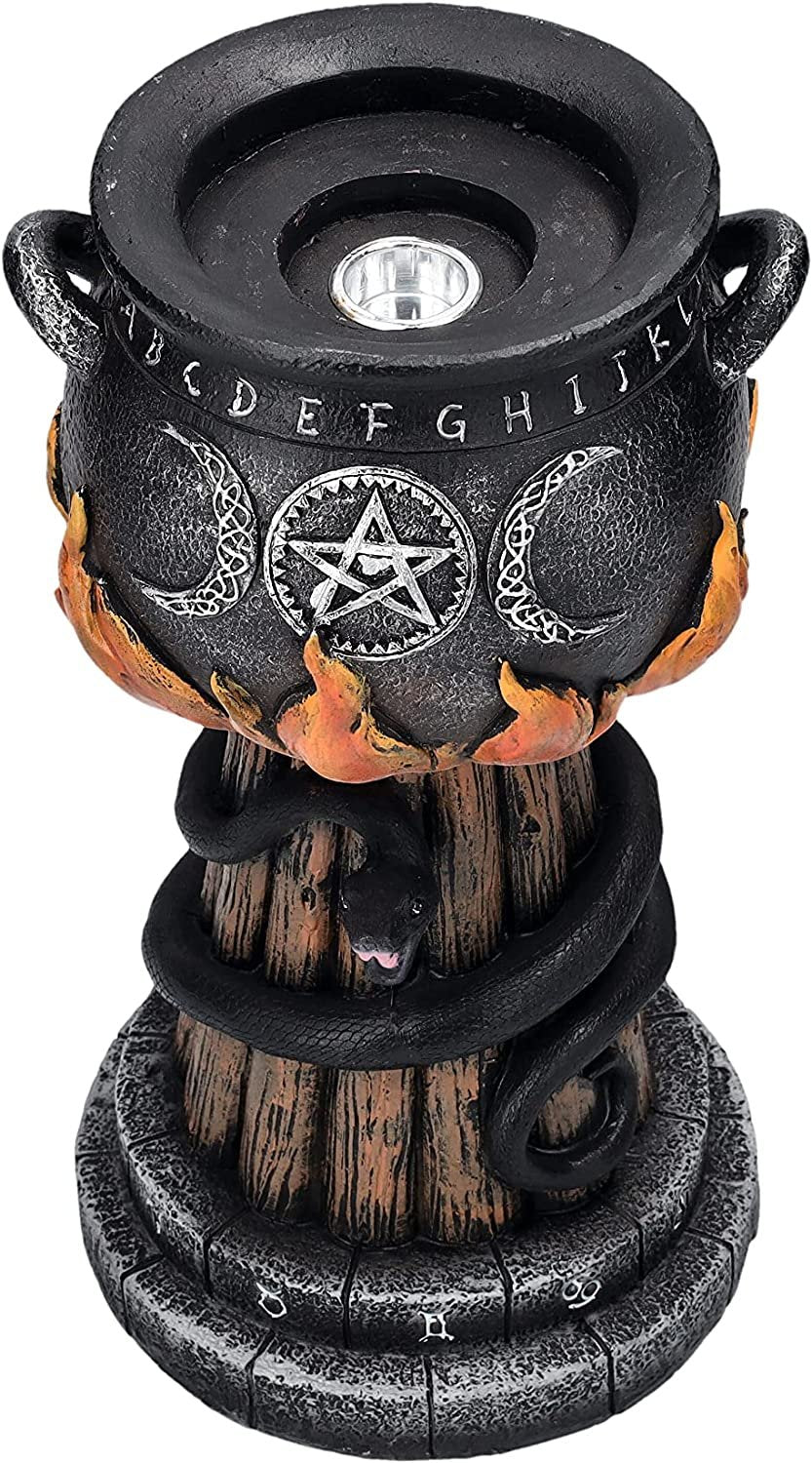 Triple Moon Cauldron Votive Holder Resin Figurine Home Decor