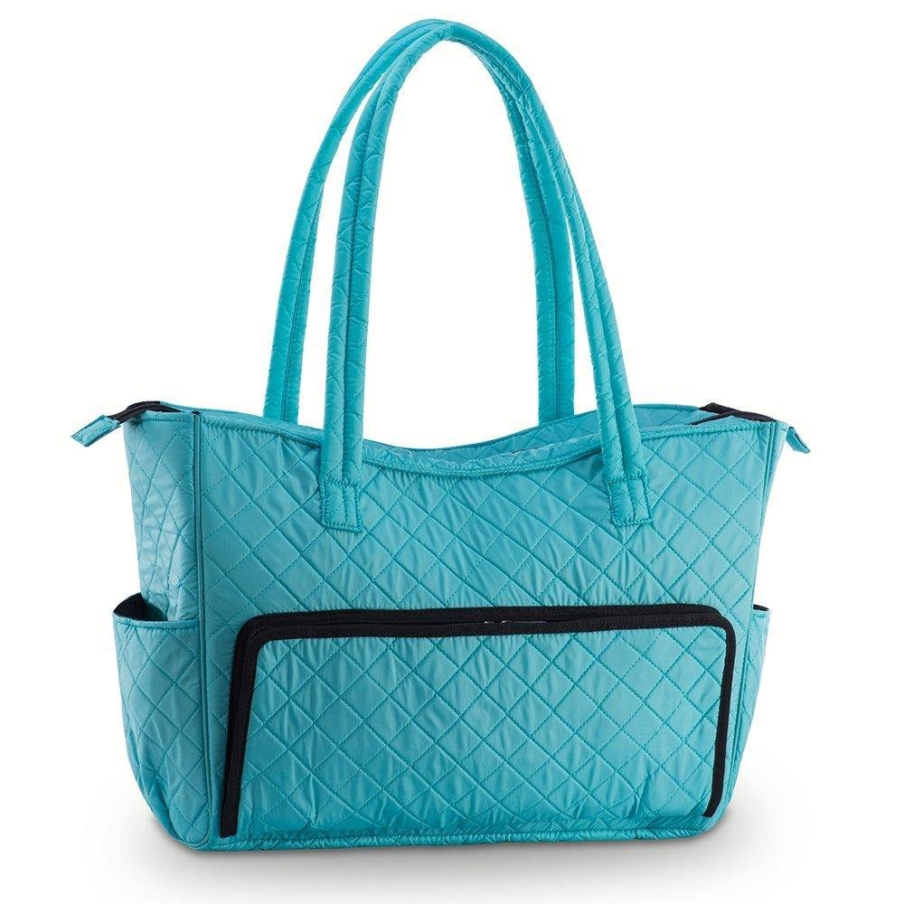 Quilted Shoulder Beauty Bag With Brush Storage Pocket Ideal for Cosmetic Bottles Brushes (Grey)