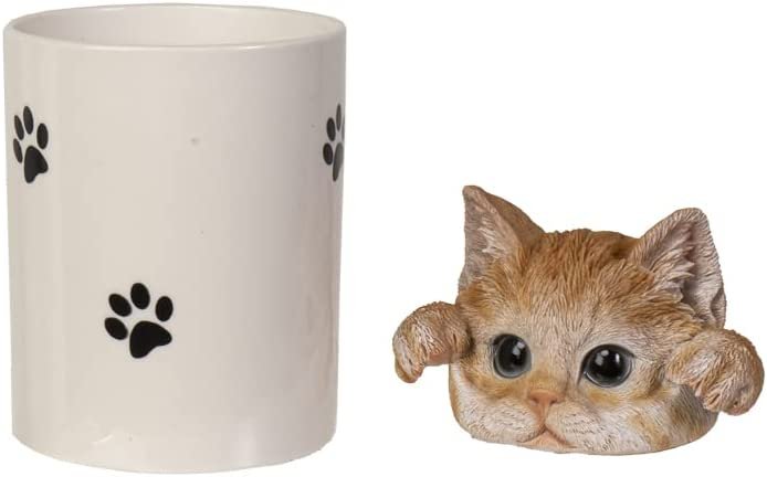 Orange Tabby Cat Heat Storage Jar Container Figurine