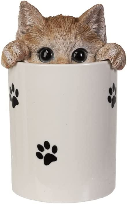 Orange Tabby Cat Heat Storage Jar Container Figurine