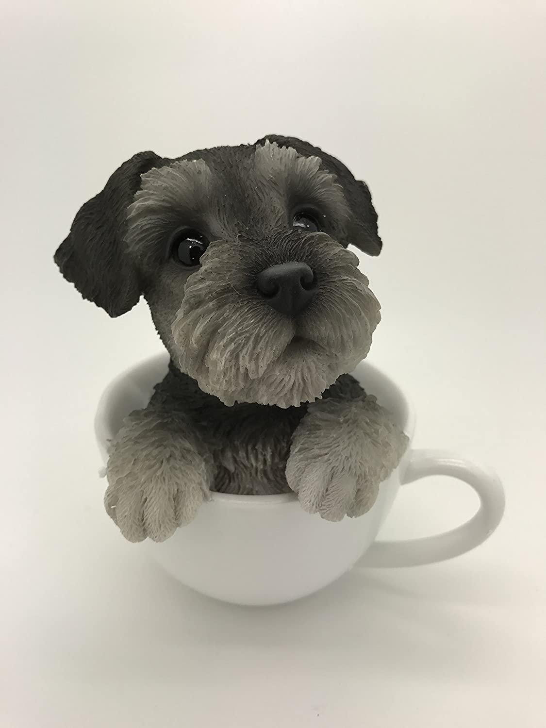 Pacific Giftware Adorable Schnauzer Teacup Pet Pals Puppy Collectible Figurine 5.75 Inches
