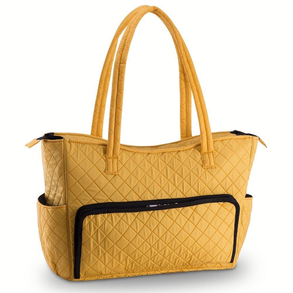 Quilted Shoulder Beauty Bag With Brush Storage Pocket Ideal for Cosmetic Bottles Brushes (Grey)