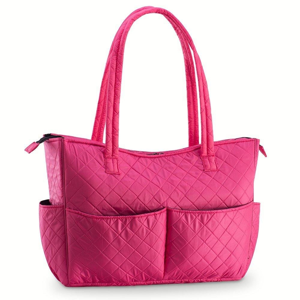 Quilted Shoulder Beauty Bag With Brush Storage Pocket Ideal for Cosmetic Bottles Brushes (Grey)