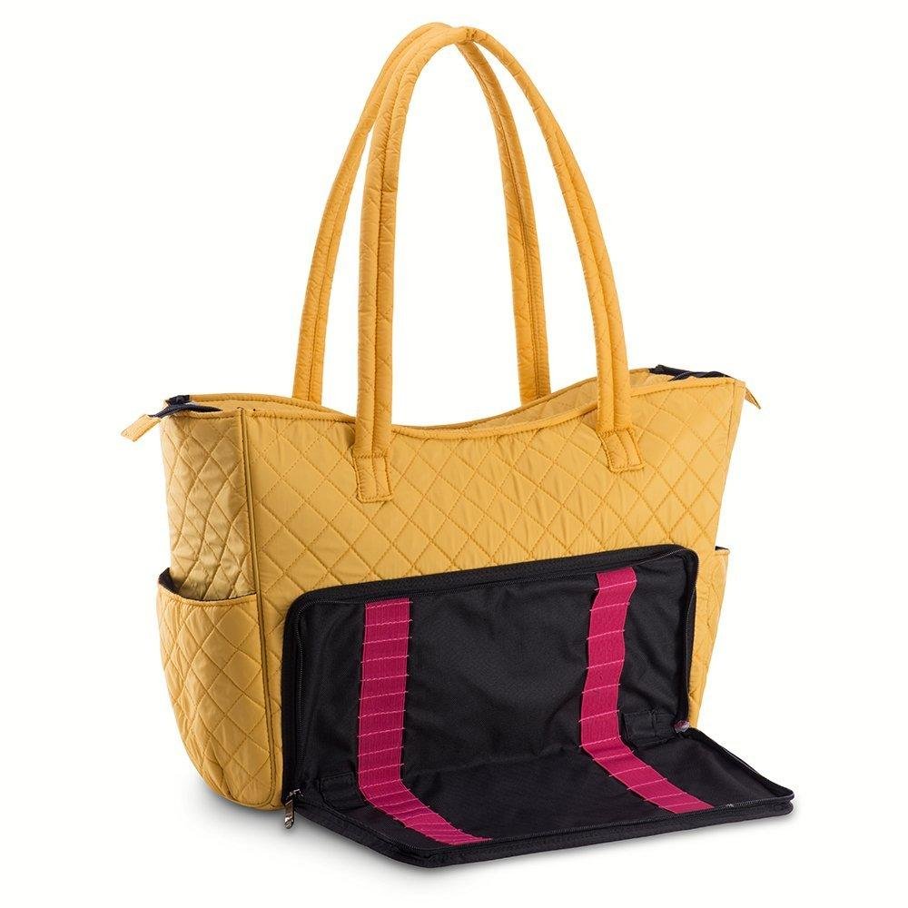 Quilted Shoulder Beauty Bag With Brush Storage Pocket Ideal for Cosmetic Bottles Brushes (Grey)