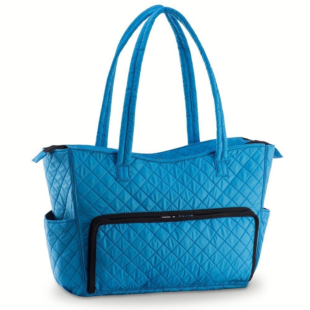 Quilted Shoulder Beauty Bag With Brush Storage Pocket Ideal for Cosmetic Bottles Brushes (Grey)