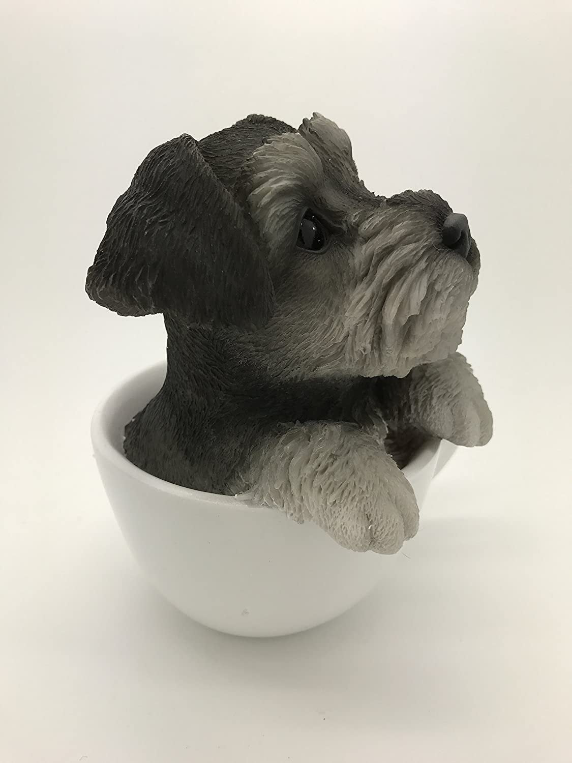 Pacific Giftware Adorable Schnauzer Teacup Pet Pals Puppy Collectible Figurine 5.75 Inches