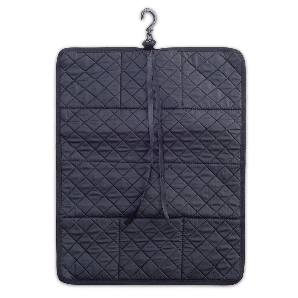 Quilted Shoulder Beauty Bag With Brush Storage Pocket Ideal for Cosmetic Bottles Brushes (Grey)