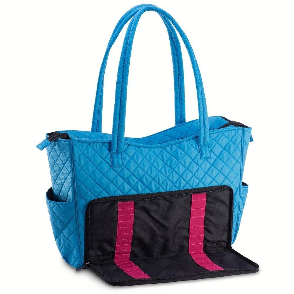 Quilted Shoulder Beauty Bag With Brush Storage Pocket Ideal for Cosmetic Bottles Brushes (Grey)