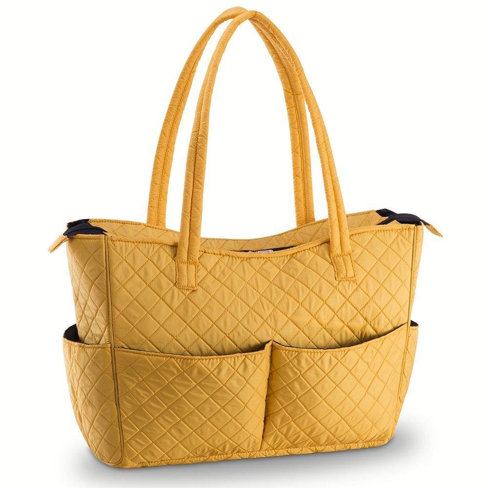 Quilted Shoulder Beauty Bag With Brush Storage Pocket Ideal for Cosmetic Bottles Brushes (Grey)