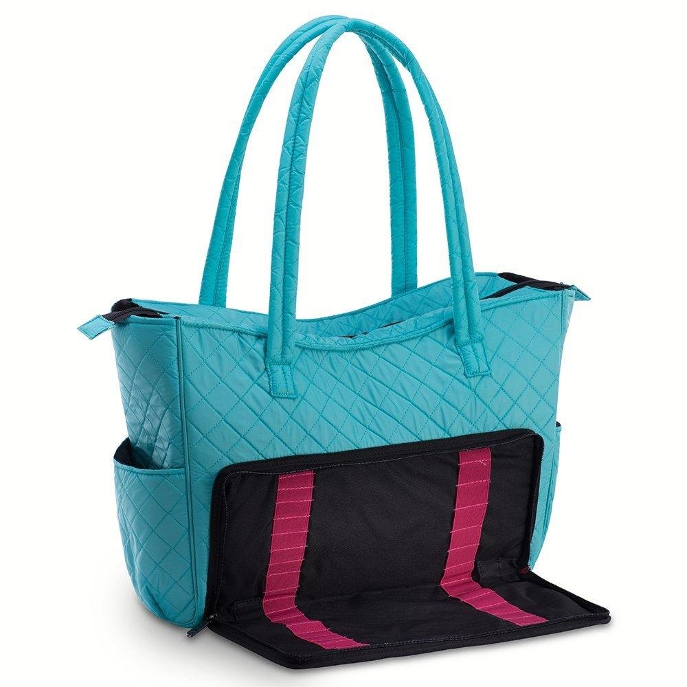 Quilted Shoulder Beauty Bag With Brush Storage Pocket Ideal for Cosmetic Bottles Brushes (Grey)