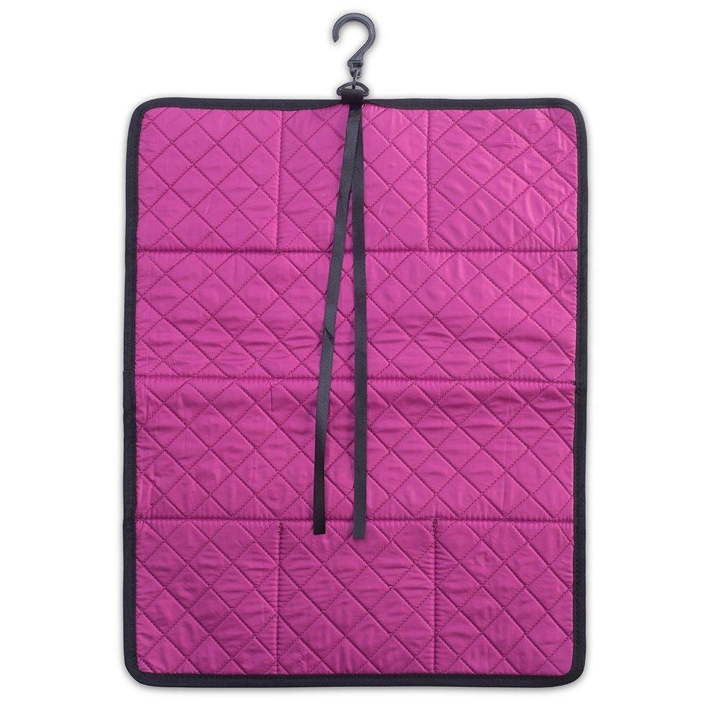 Quilted Shoulder Beauty Bag With Brush Storage Pocket Ideal for Cosmetic Bottles Brushes (Grey)