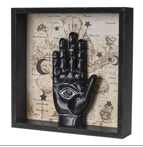 Botega Exclusive Chiromancy Hand Psychic Eye Palmistry Wall Plaque, Black 7.87” Tall