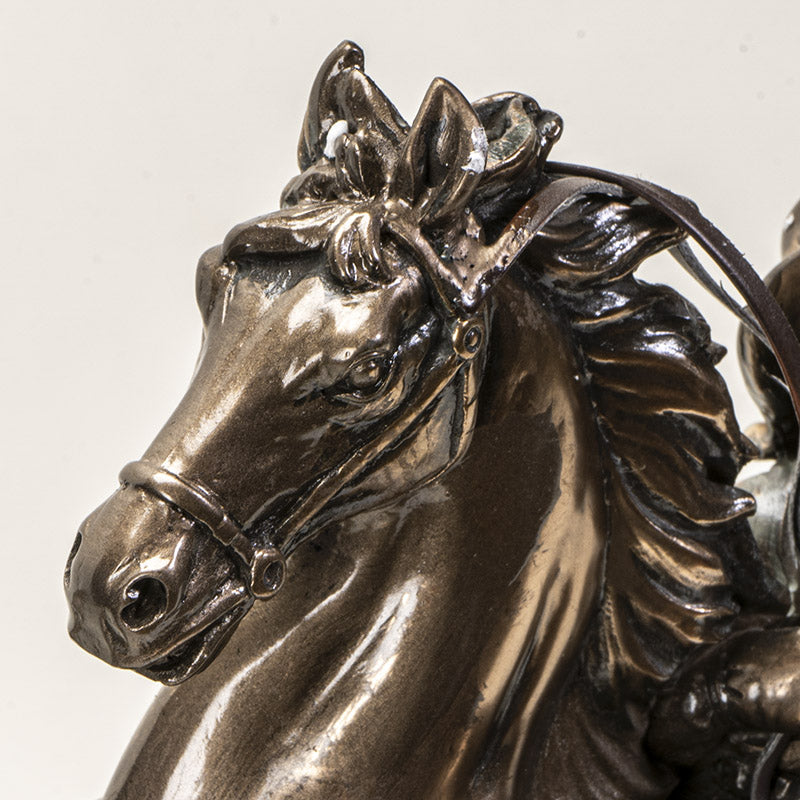 Cowboy on Rearing Horse Statue 10 Inches
