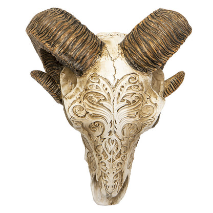 Scrimshaw Ram Skull Figurine by Alchemy England