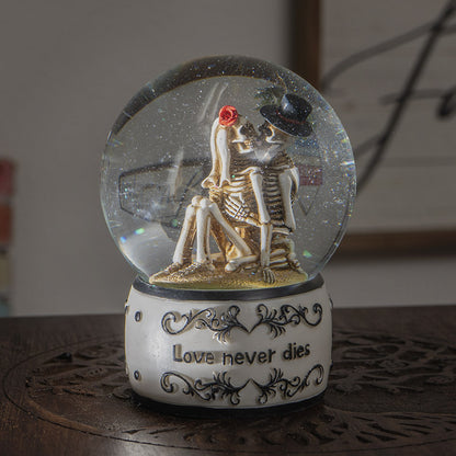 Love Never Dies' Romantic Eternal Love Skeleton Water Globe