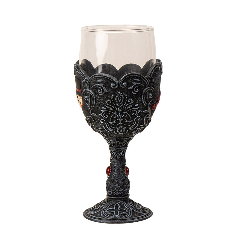 Love Never Dies Skeleton Bride and Groom Glass Goblet