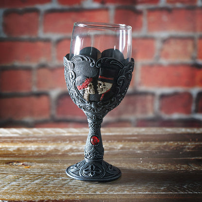 Love Never Dies Skeleton Bride and Groom Glass Goblet
