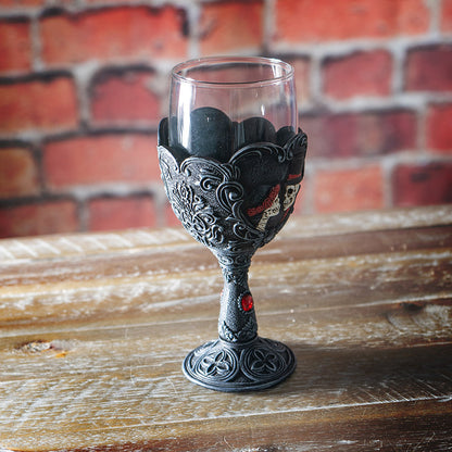 Love Never Dies Skeleton Bride and Groom Glass Goblet